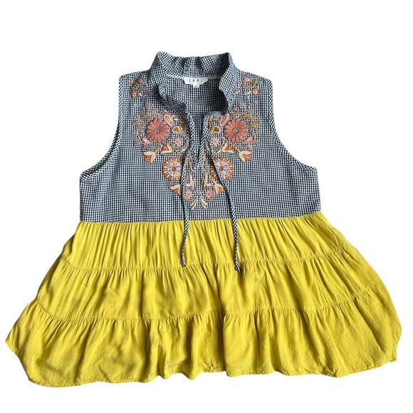 THML checkered gingham babydoll top with tiered bottom size large - Picture 5 of 10